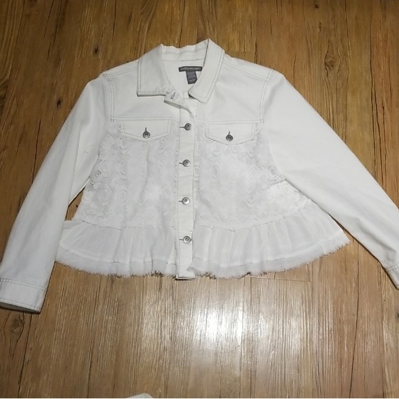 Kate & Mallory Jackets & Blazers - Kate & Mallory White lace/jean jacket great condition sz XL but fits like a Med